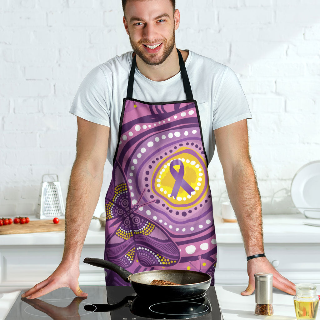 Australia Indigenous World Cancer Day Purple Aboriginal Apron Butterfly Ribbon