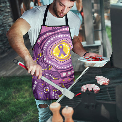 Australia Indigenous World Cancer Day Purple Aboriginal Apron Butterfly Ribbon
