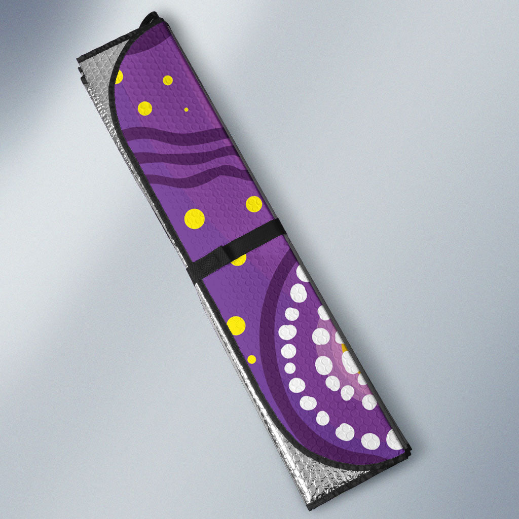 Australia Indigenous World Cancer Day Purple Aboriginal Auto Sun Shade Butterfly Ribbon