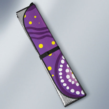 Australia Indigenous World Cancer Day Purple Aboriginal Auto Sun Shade Butterfly Ribbon