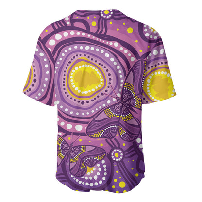 Australia Indigenous World Cancer Day Purple Aboriginal Baseball Jersey Butterfly Ribbon