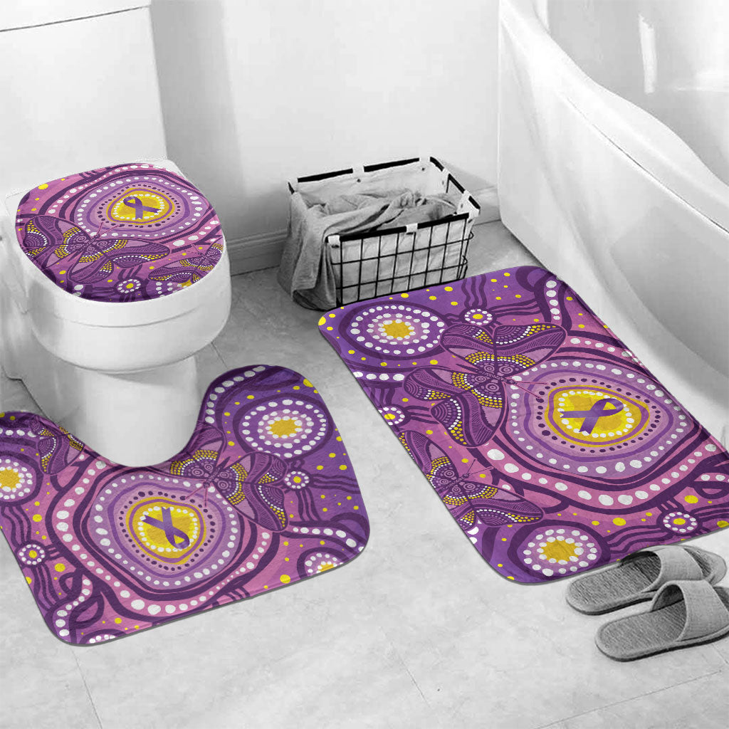 Australia Indigenous World Cancer Day Purple Aboriginal Bathroom Set Butterfly Ribbon
