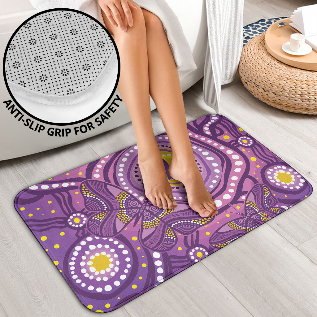 Australia Indigenous World Cancer Day Purple Aboriginal Bathroom Set Butterfly Ribbon