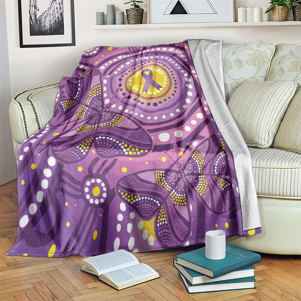 Australia Indigenous World Cancer Day Purple Aboriginal Blanket Butterfly Ribbon