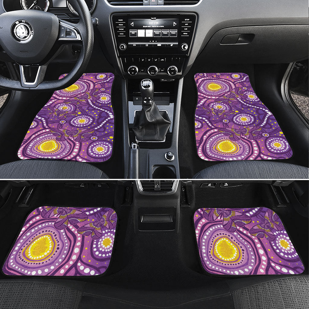 Australia Indigenous World Cancer Day Purple Aboriginal Car Mats Butterfly Ribbon