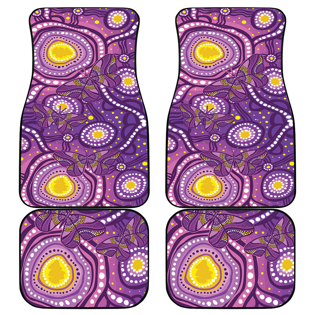 Australia Indigenous World Cancer Day Purple Aboriginal Car Mats Butterfly Ribbon