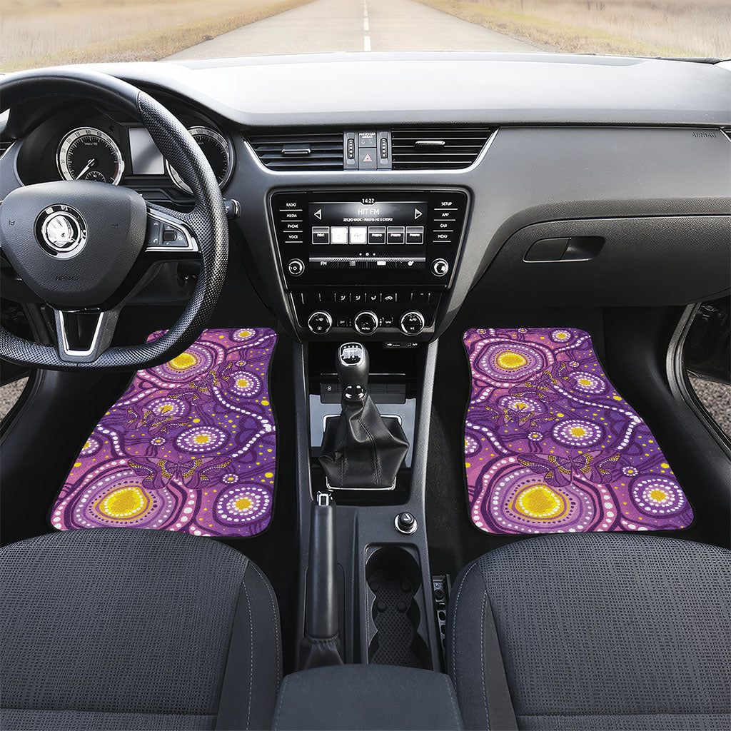 Australia Indigenous World Cancer Day Purple Aboriginal Car Mats Butterfly Ribbon