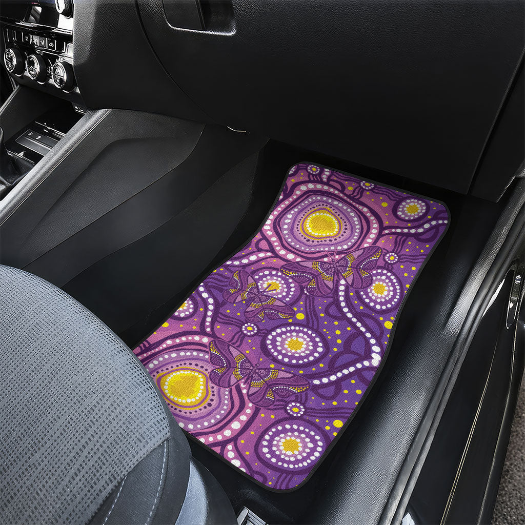 Australia Indigenous World Cancer Day Purple Aboriginal Car Mats Butterfly Ribbon