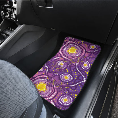 Australia Indigenous World Cancer Day Purple Aboriginal Car Mats Butterfly Ribbon