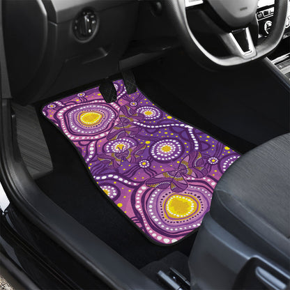 Australia Indigenous World Cancer Day Purple Aboriginal Car Mats Butterfly Ribbon