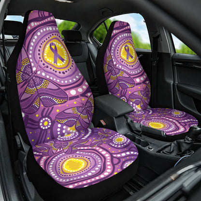 Australia Indigenous World Cancer Day Purple Aboriginal Car Seat Cover Butterfly Ribbon