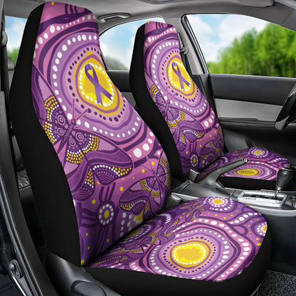 Australia Indigenous World Cancer Day Purple Aboriginal Car Seat Cover Butterfly Ribbon