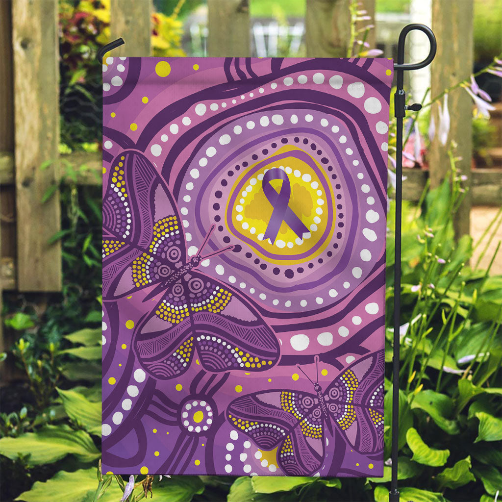 Australia Indigenous World Cancer Day Purple Aboriginal Garden Flag Butterfly Ribbon