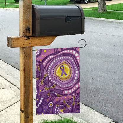 Australia Indigenous World Cancer Day Purple Aboriginal Garden Flag Butterfly Ribbon