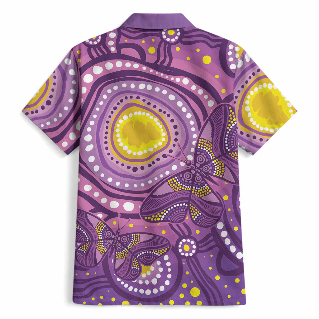 Australia Indigenous World Cancer Day Purple Aboriginal Hawaiian Shirt Butterfly Ribbon