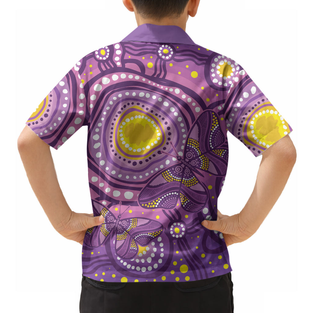 Australia Indigenous World Cancer Day Purple Aboriginal Hawaiian Shirt Butterfly Ribbon