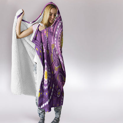 Australia Indigenous World Cancer Day Purple Aboriginal Hooded Blanket Butterfly Ribbon