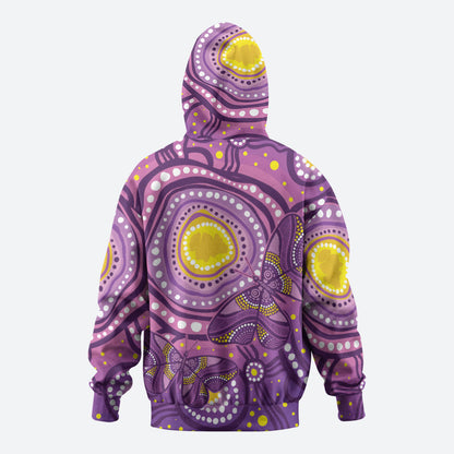 Australia Indigenous World Cancer Day Purple Aboriginal Hoodie Butterfly Ribbon