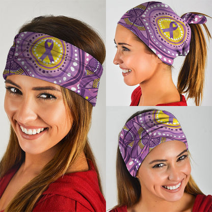 Australia Indigenous World Cancer Day Purple Aboriginal Neck Gaiter Butterfly Ribbon