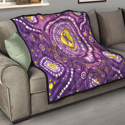 Australia Indigenous World Cancer Day Purple Aboriginal Quilt Butterfly Ribbon