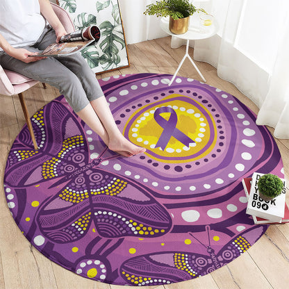 Australia Indigenous World Cancer Day Purple Aboriginal Round Carpet Butterfly Ribbon