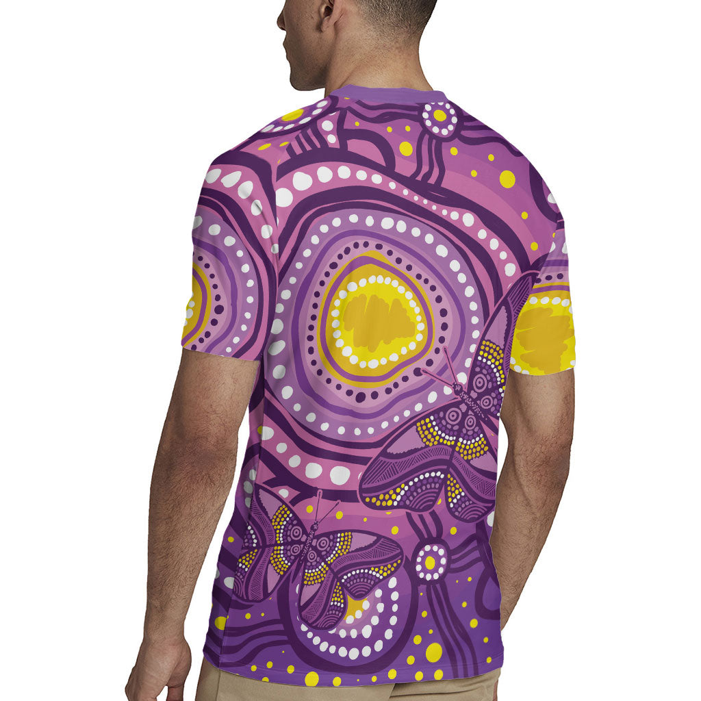Australia Indigenous World Cancer Day Purple Aboriginal Rugby Jersey Butterfly Ribbon