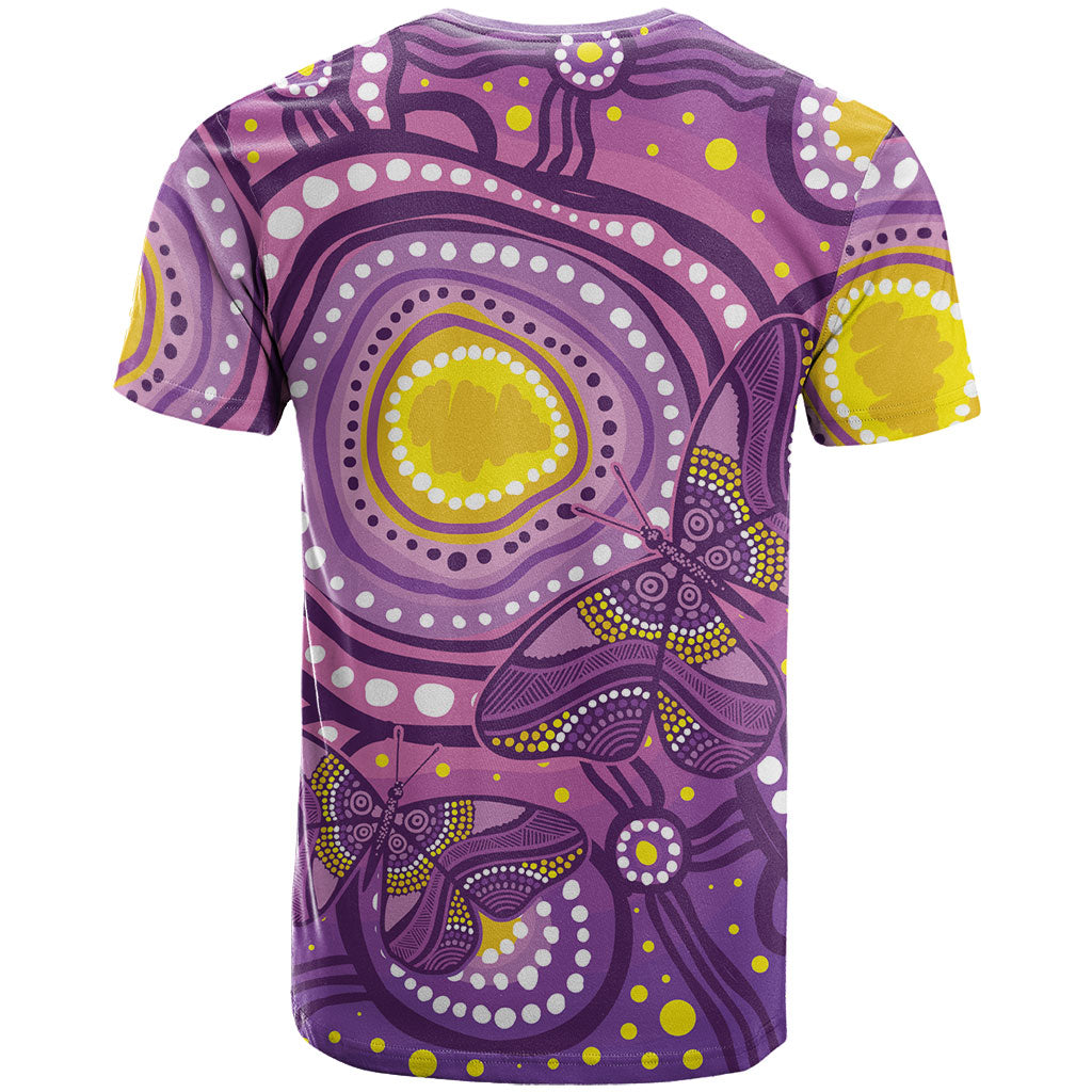 Australia Indigenous World Cancer Day Purple Aboriginal T Shirt Butterfly Ribbon