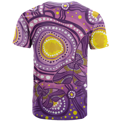 Australia Indigenous World Cancer Day Purple Aboriginal T Shirt Butterfly Ribbon