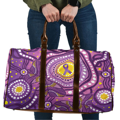Australia Indigenous World Cancer Day Purple Aboriginal Travel Bag Butterfly Ribbon