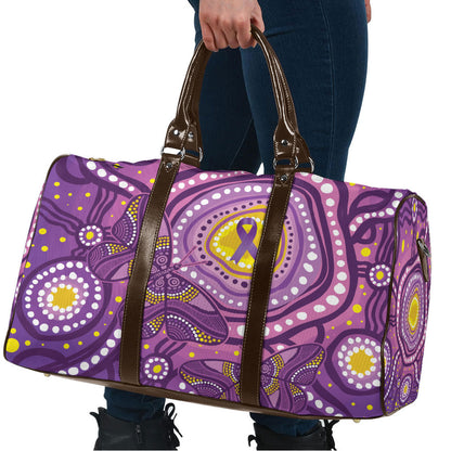 Australia Indigenous World Cancer Day Purple Aboriginal Travel Bag Butterfly Ribbon