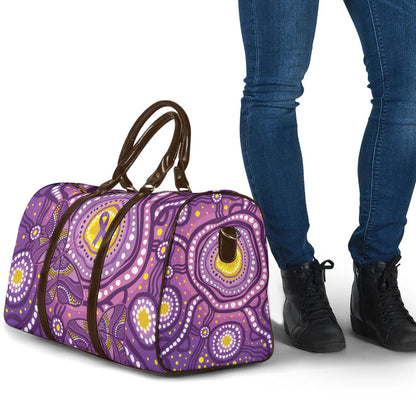 Australia Indigenous World Cancer Day Purple Aboriginal Travel Bag Butterfly Ribbon