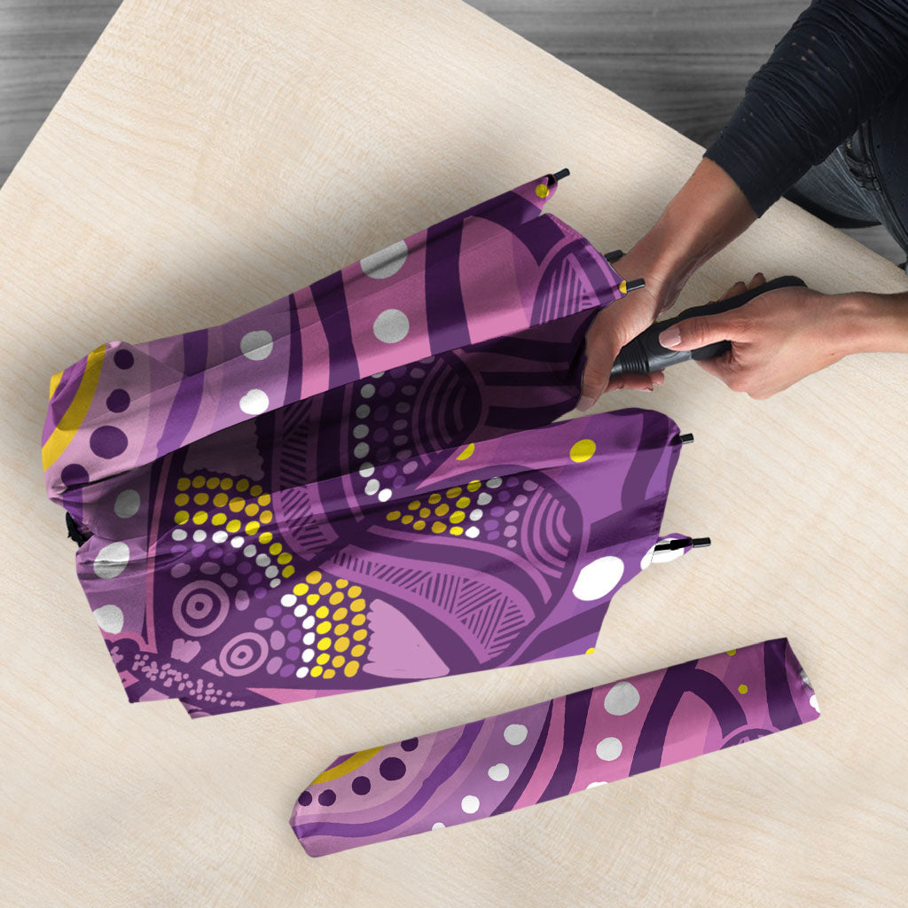 Australia Indigenous World Cancer Day Purple Aboriginal Umbrella Butterfly Ribbon