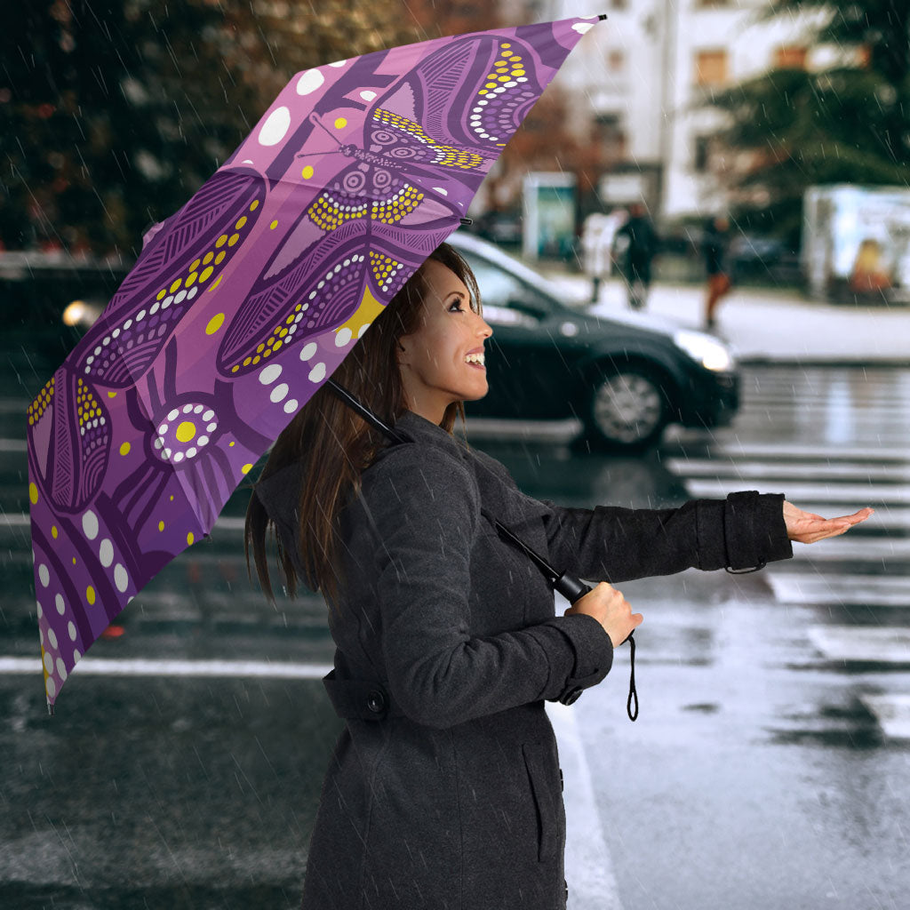 Australia Indigenous World Cancer Day Purple Aboriginal Umbrella Butterfly Ribbon