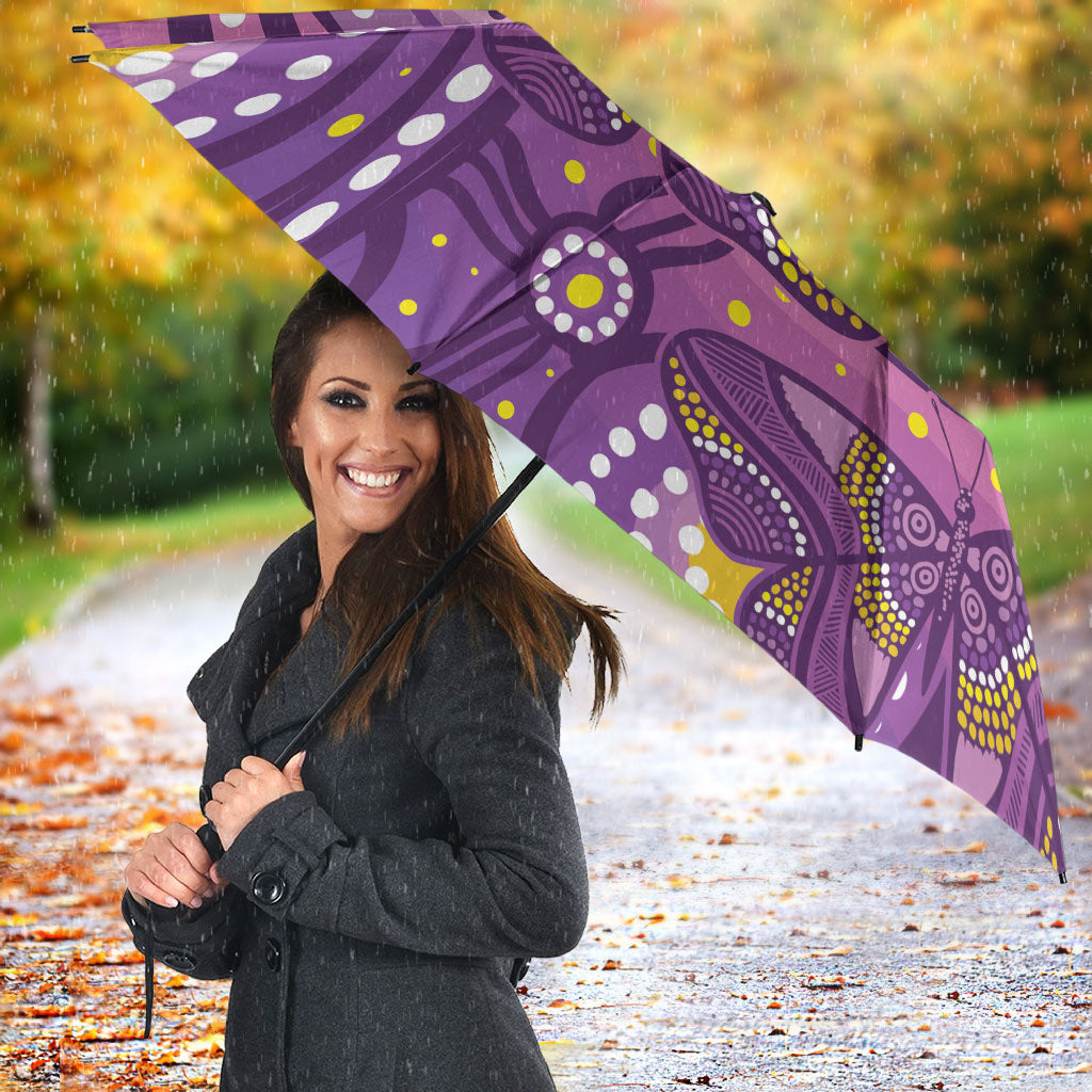 Australia Indigenous World Cancer Day Purple Aboriginal Umbrella Butterfly Ribbon