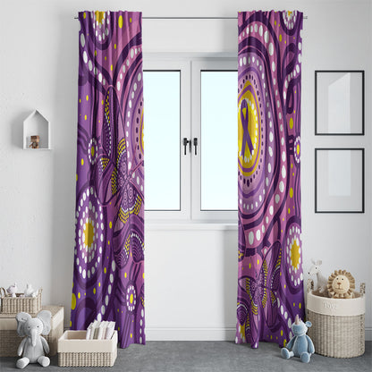 Australia Indigenous World Cancer Day Purple Aboriginal Window Curtain Butterfly Ribbon