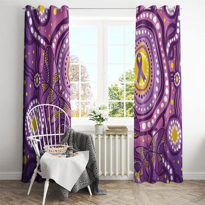 Australia Indigenous World Cancer Day Purple Aboriginal Window Curtain Butterfly Ribbon