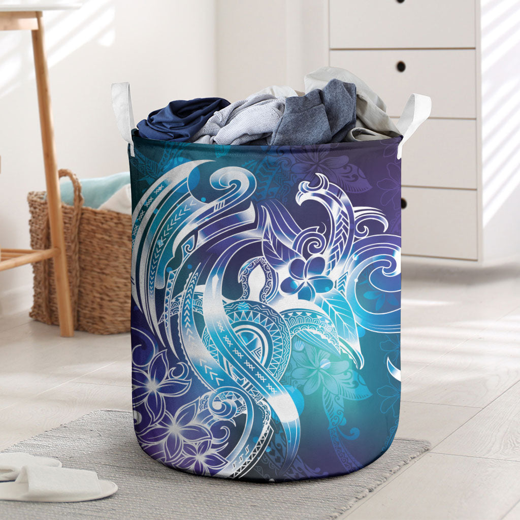 Aloha Hawaii Turtle Laundry Basket Teal Purple Ribbon