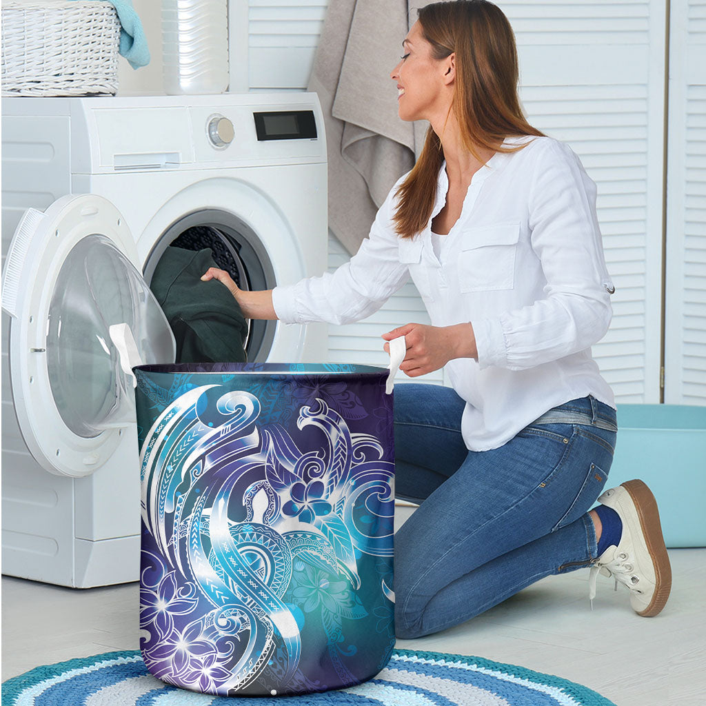 Aloha Hawaii Turtle Laundry Basket Teal Purple Ribbon