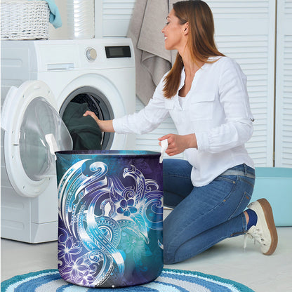 Aloha Hawaii Turtle Laundry Basket Teal Purple Ribbon