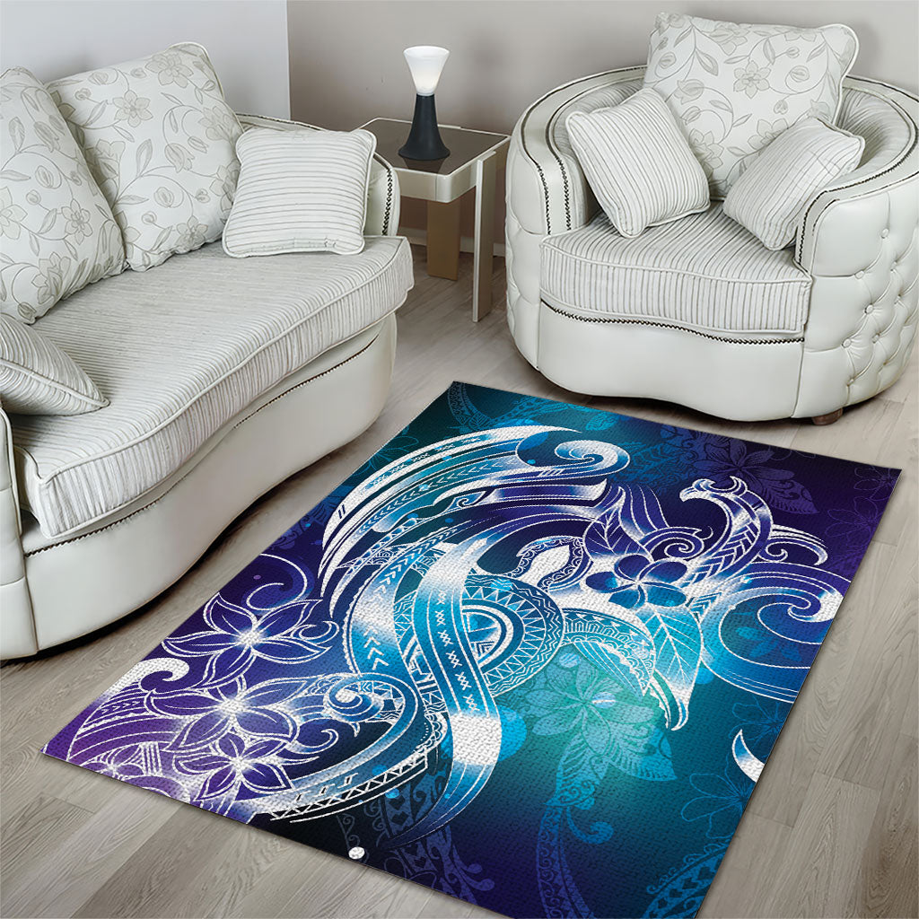 Aloha Hawaii Turtle Area Rug Teal Purple Ribbon