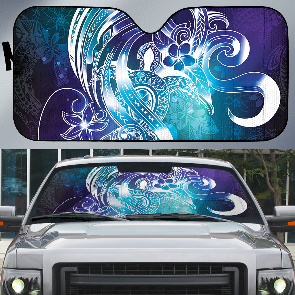 Aloha Hawaii Turtle Auto Sun Shade Teal Purple Ribbon