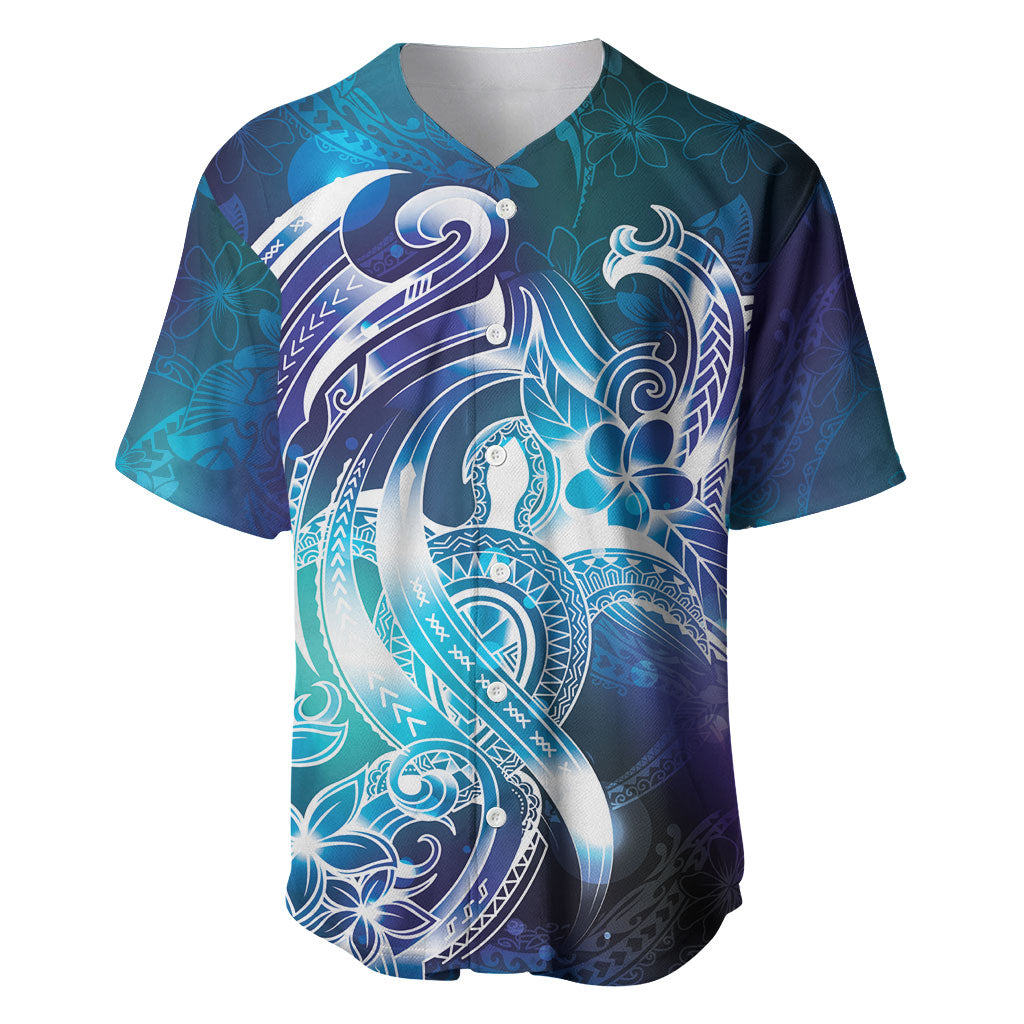Aloha Hawaii Turtle Baseball Jersey Teal Purple Ribbon