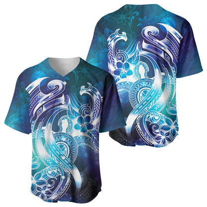 Aloha Hawaii Turtle Baseball Jersey Teal Purple Ribbon