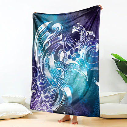 Aloha Hawaii Turtle Blanket Teal Purple Ribbon