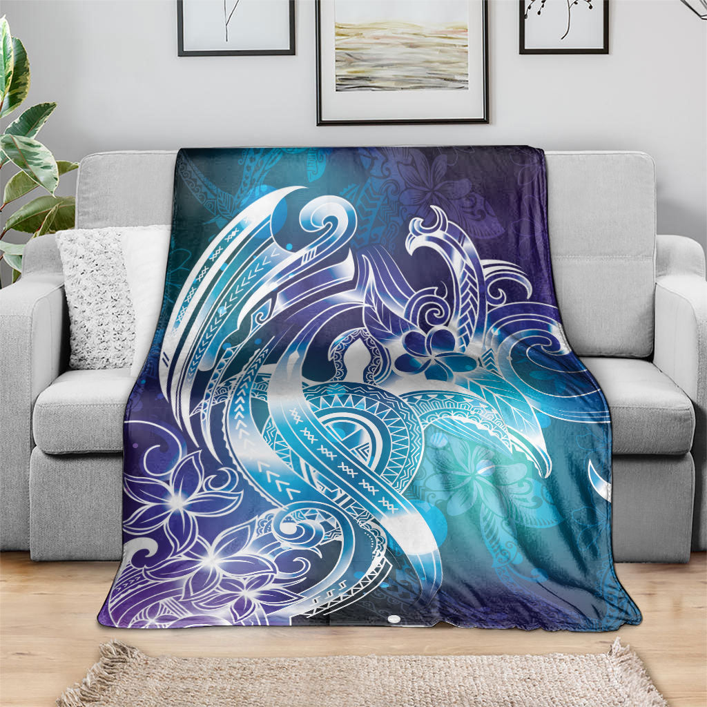 Aloha Hawaii Turtle Blanket Teal Purple Ribbon