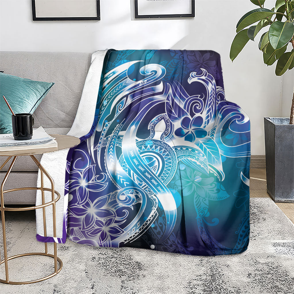 Aloha Hawaii Turtle Blanket Teal Purple Ribbon