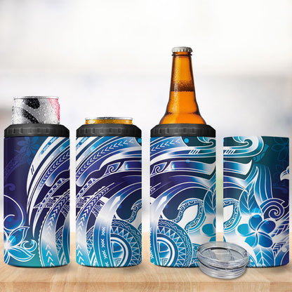 Aloha Hawaii Turtle 4 in 1 Can Cooler Tumbler Teal Purple Ribbon