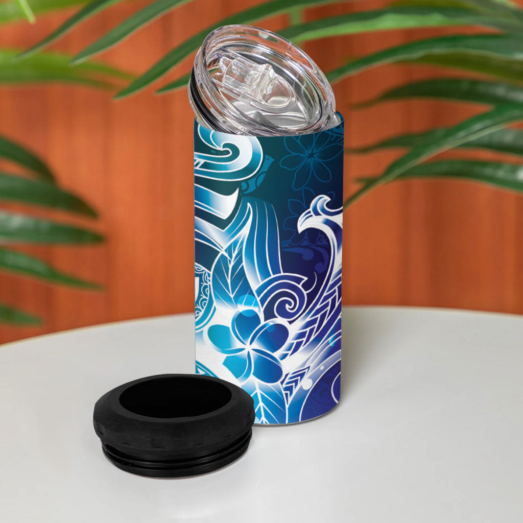 Aloha Hawaii Turtle 4 in 1 Can Cooler Tumbler Teal Purple Ribbon