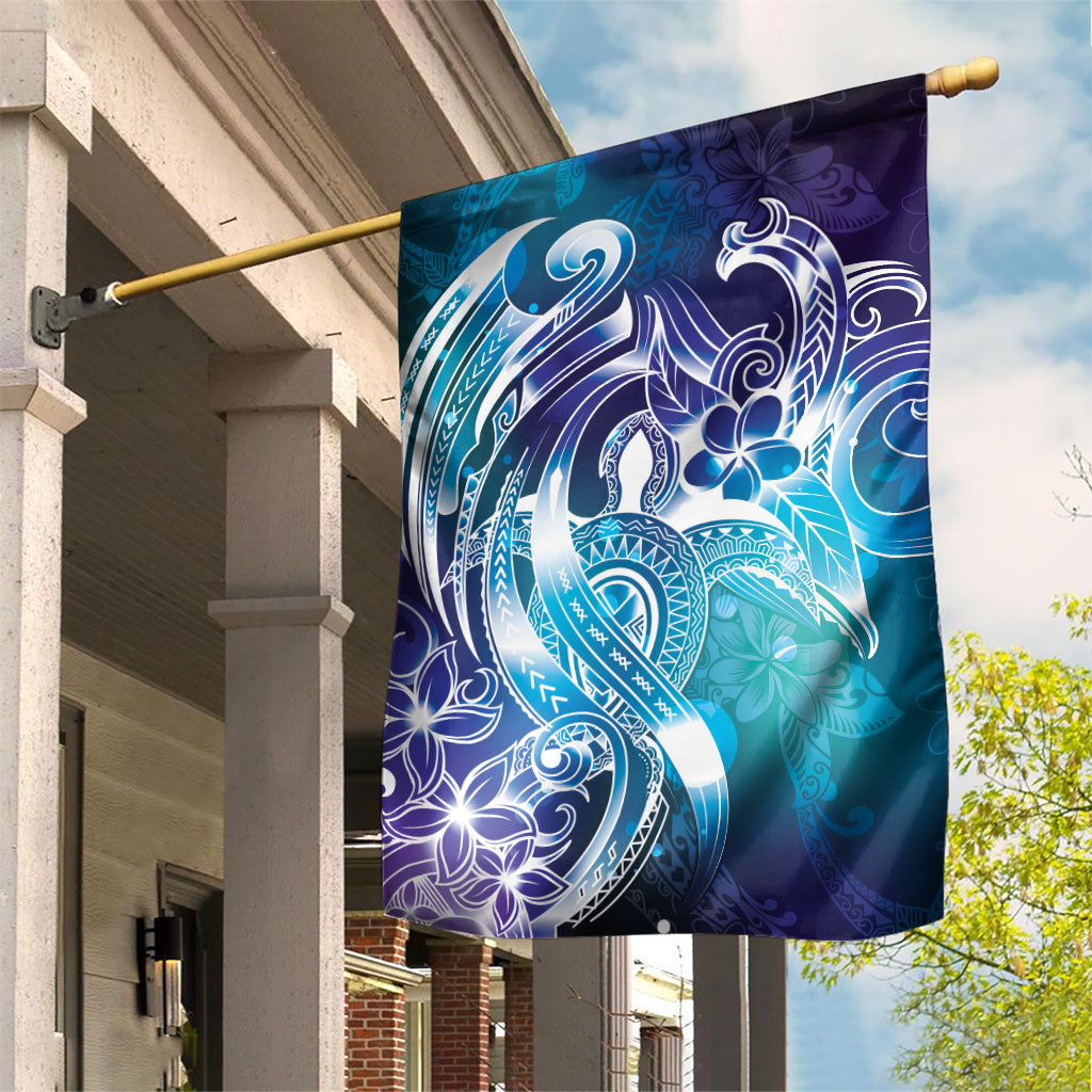 Aloha Hawaii Turtle Garden Flag Teal Purple Ribbon
