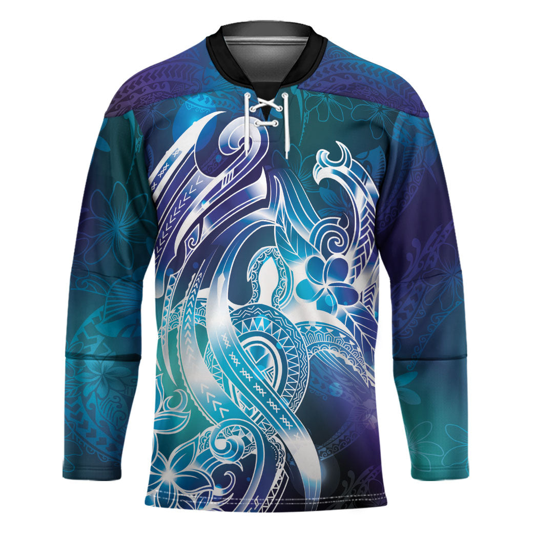 Aloha Hawaii Turtle Hockey Jersey Teal Purple Ribbon